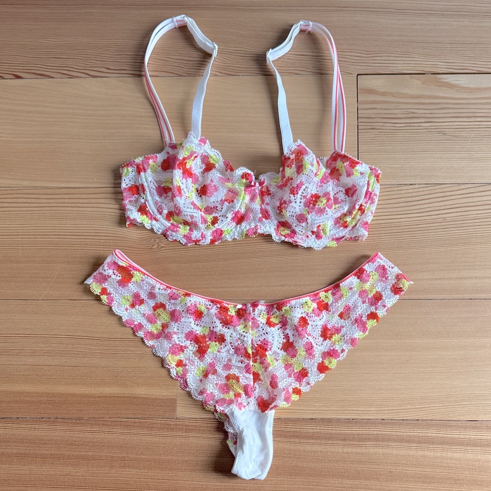 Chantelle lace bra and thong panty